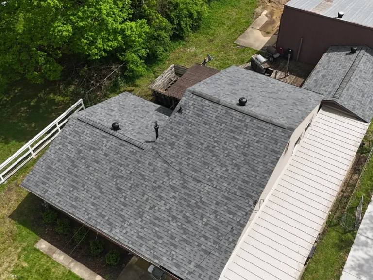 Drone photo of a finished roof replacement in Cincinnati, Ohio