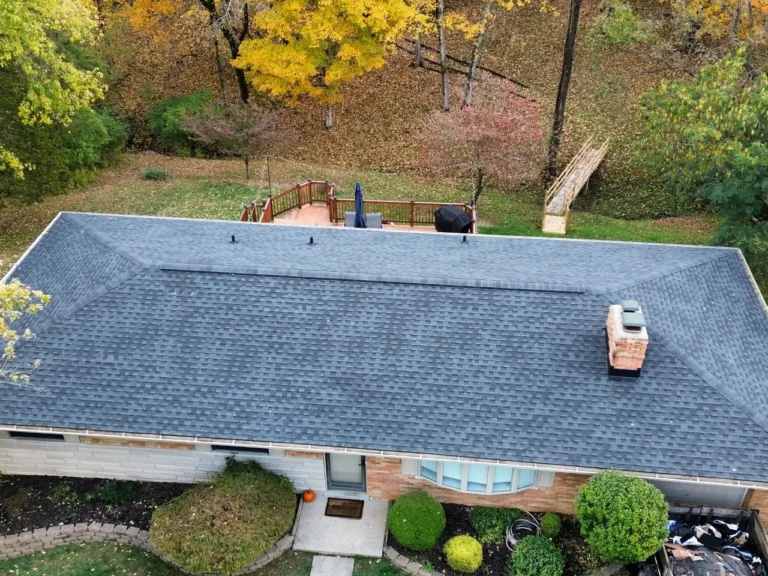 Finished roof replacement on a ranch home in Milford, Ohio