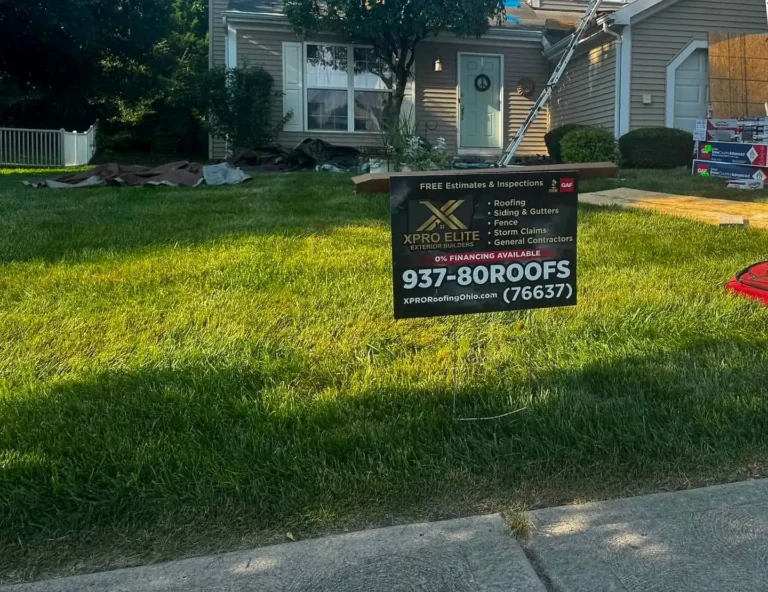 XPRO ELITE yard sign in front of a finished job in Franklin, Ohio